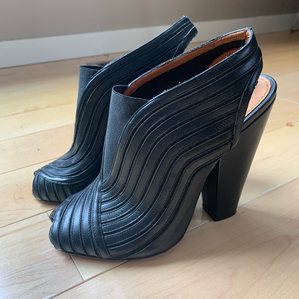 Givenchy High Heel Swirl Leather Peep Toe Shoes